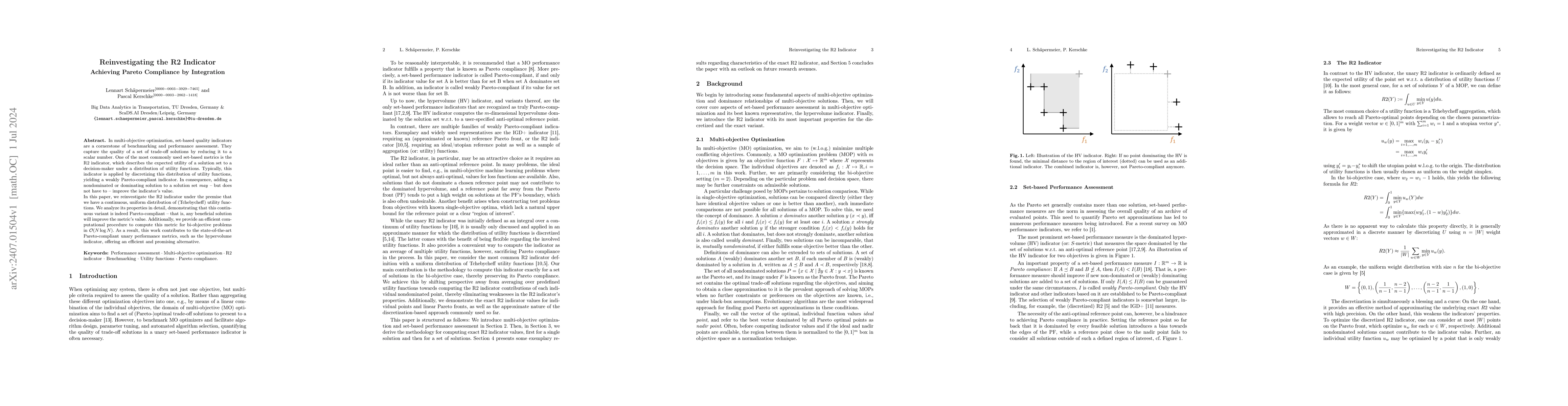 Thumbnail for Reinvestigating the R2 Indicator: Achieving Pareto Compliance by
  Integration
