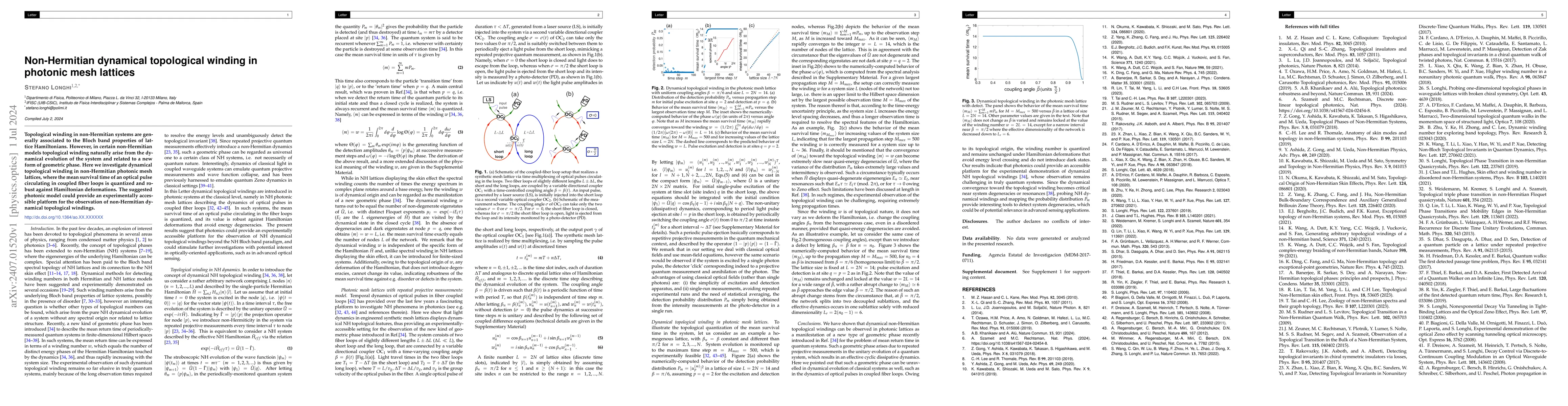Thumbnail for Non-Hermitian dynamical topological winding in photonic mesh lattices