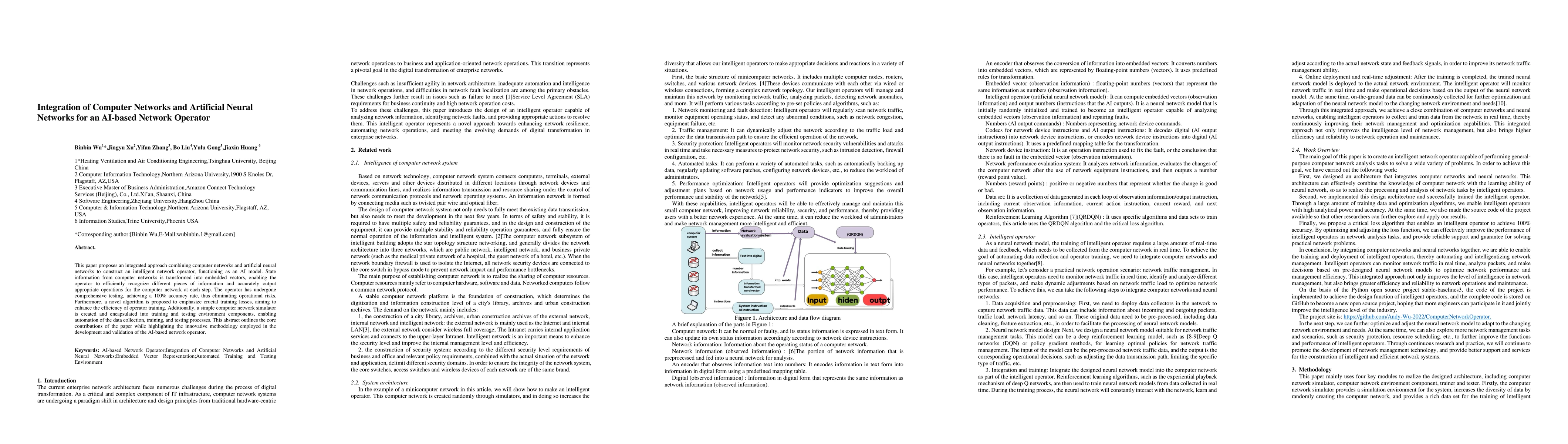 Thumbnail for Integration of Computer Networks and Artificial Neural Networks for an
  AI-based Network Operator