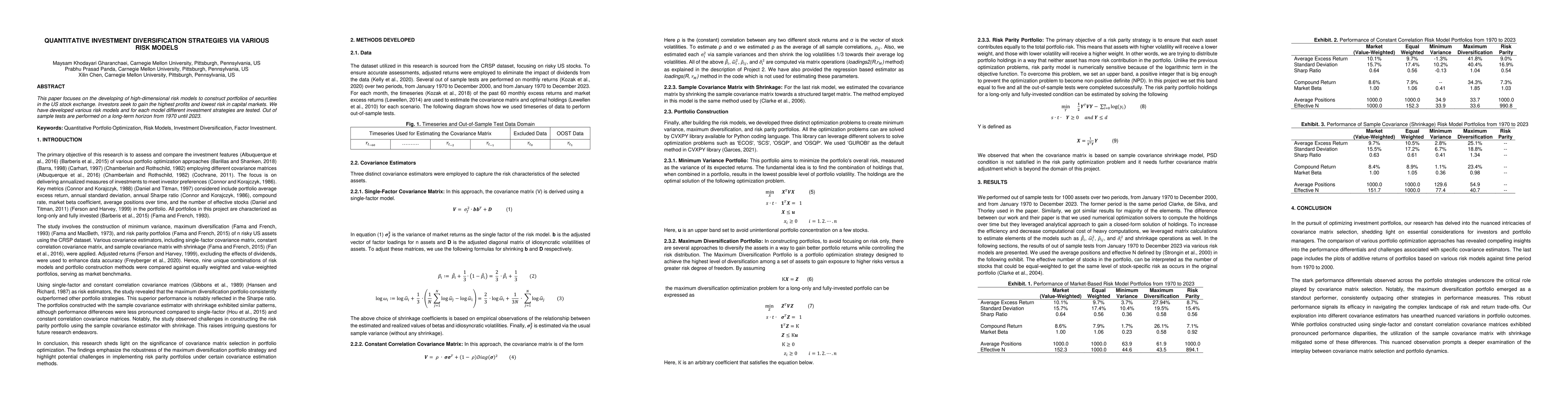 Thumbnail for Quantitative Investment Diversification Strategies via Various Risk
  Models