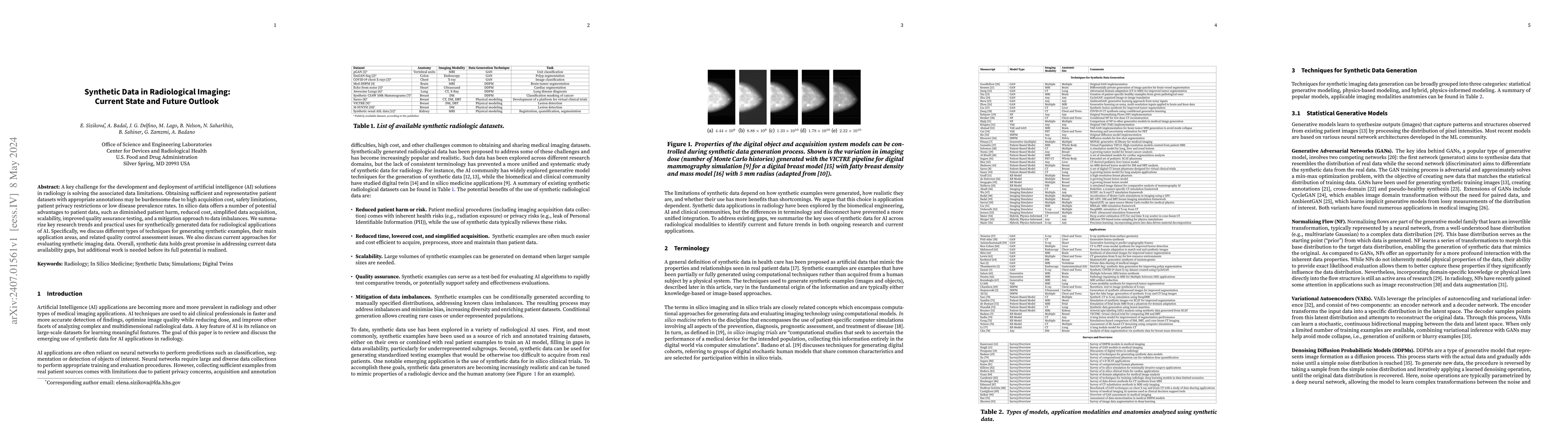 Thumbnail for Synthetic Data in Radiological Imaging: Current State and Future Outlook