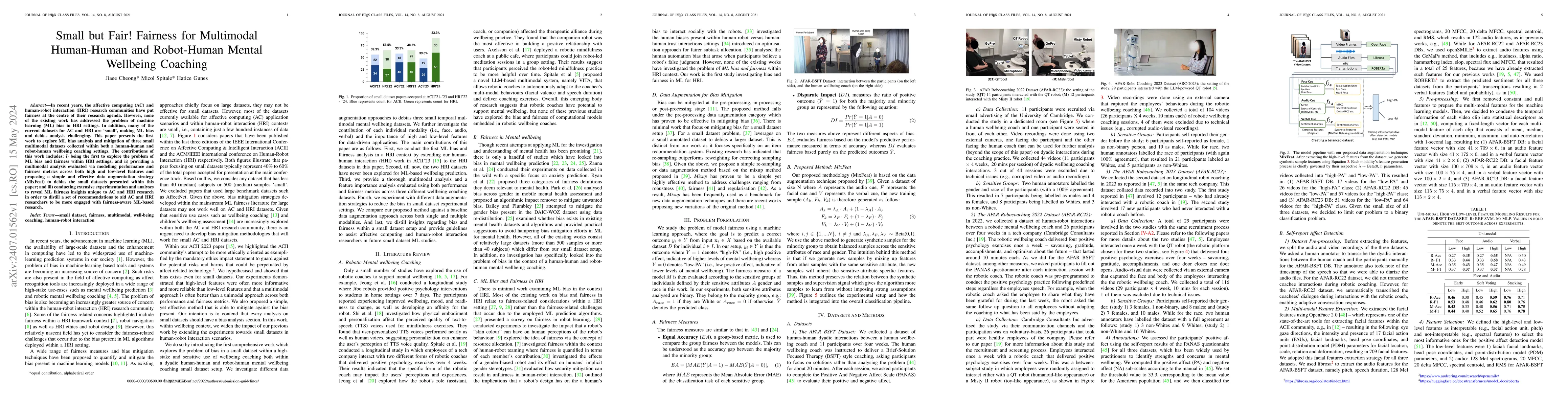 Thumbnail for Small but Fair! Fairness for Multimodal Human-Human and Robot-Human
  Mental Wellbeing Coaching