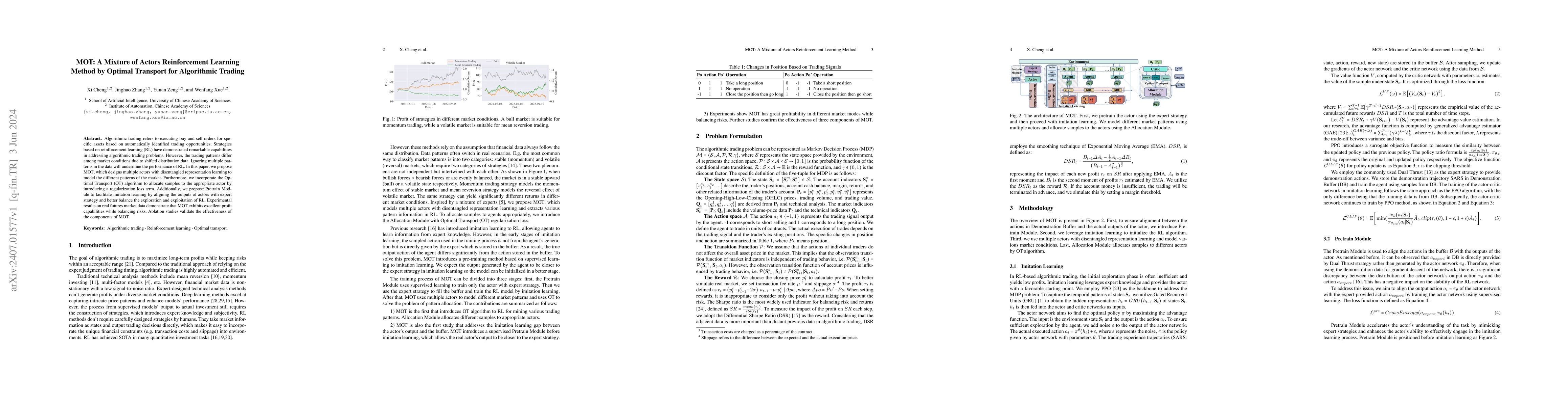 Thumbnail for MOT: A Mixture of Actors Reinforcement Learning Method by Optimal
  Transport for Algorithmic Trading