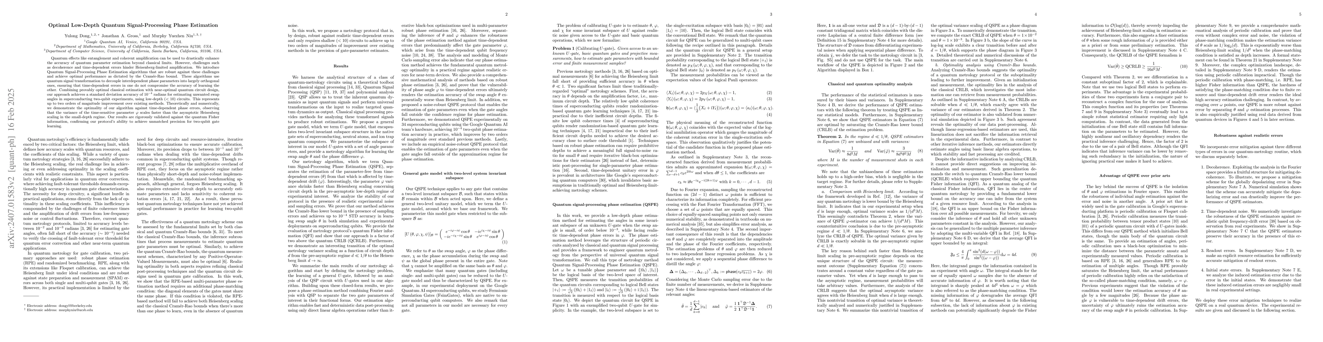 Thumbnail for Optimal Low-Depth Quantum Signal-Processing Phase Estimation
