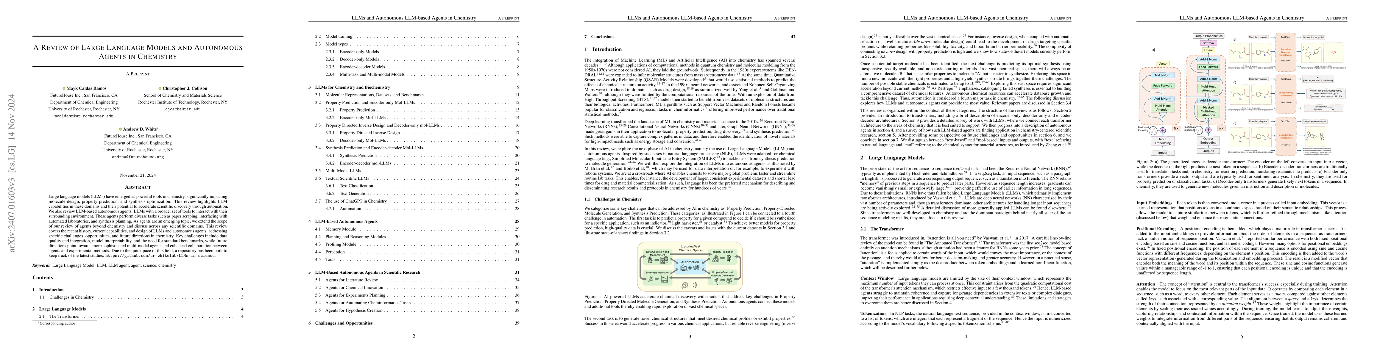 Thumbnail for A Review of Large Language Models and Autonomous Agents in Chemistry