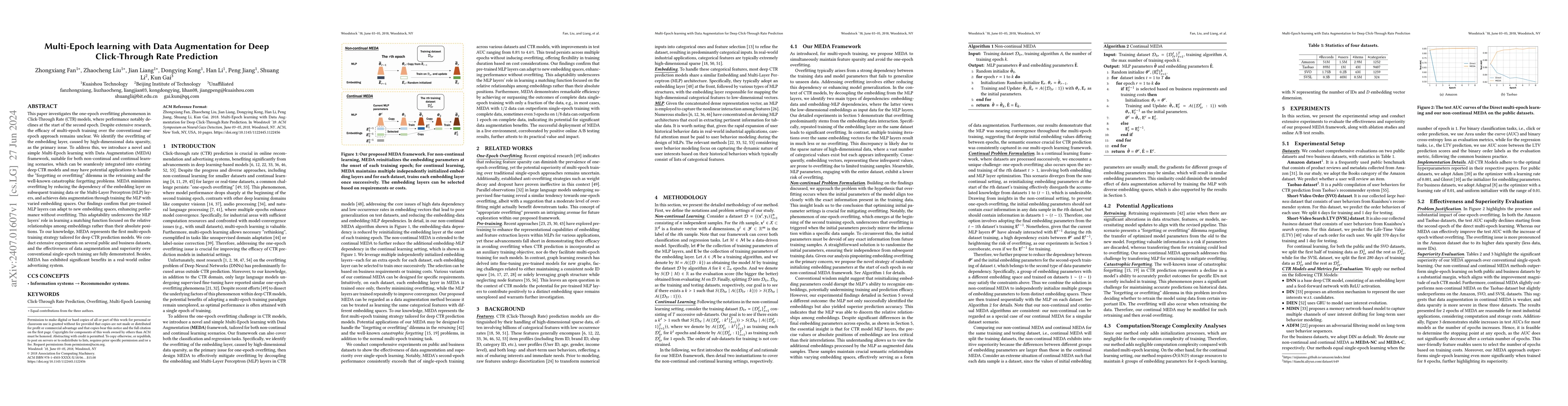 Thumbnail for Multi-Epoch learning with Data Augmentation for Deep Click-Through Rate
  Prediction