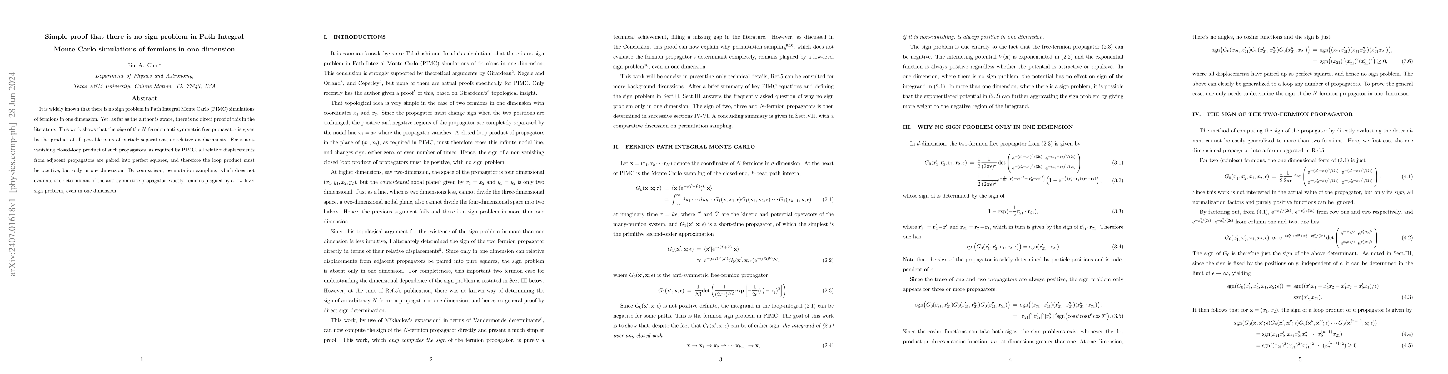 Thumbnail for Simple proof that there is no sign problem in Path Integral Monte Carlo
  simulations of fermions in one dimension