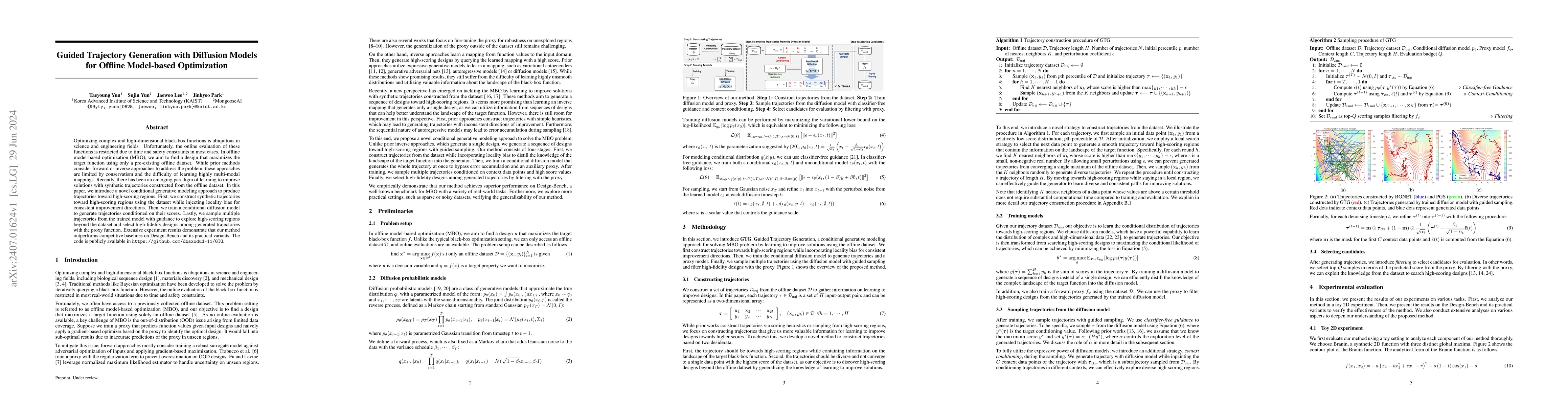 Thumbnail for Guided Trajectory Generation with Diffusion Models for Offline
  Model-based Optimization