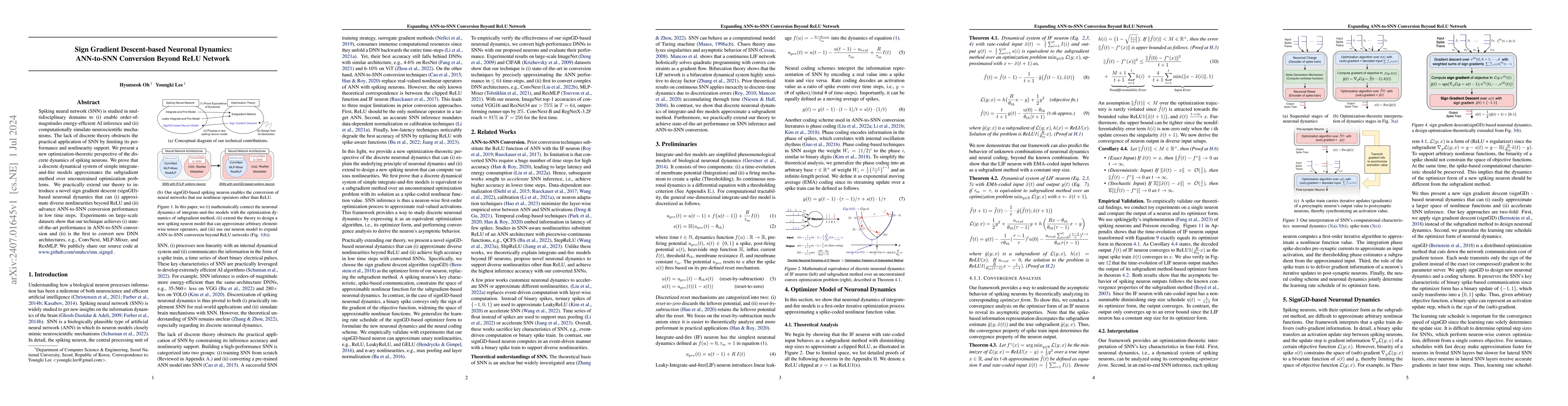 Thumbnail for Sign Gradient Descent-based Neuronal Dynamics: ANN-to-SNN Conversion
  Beyond ReLU Network