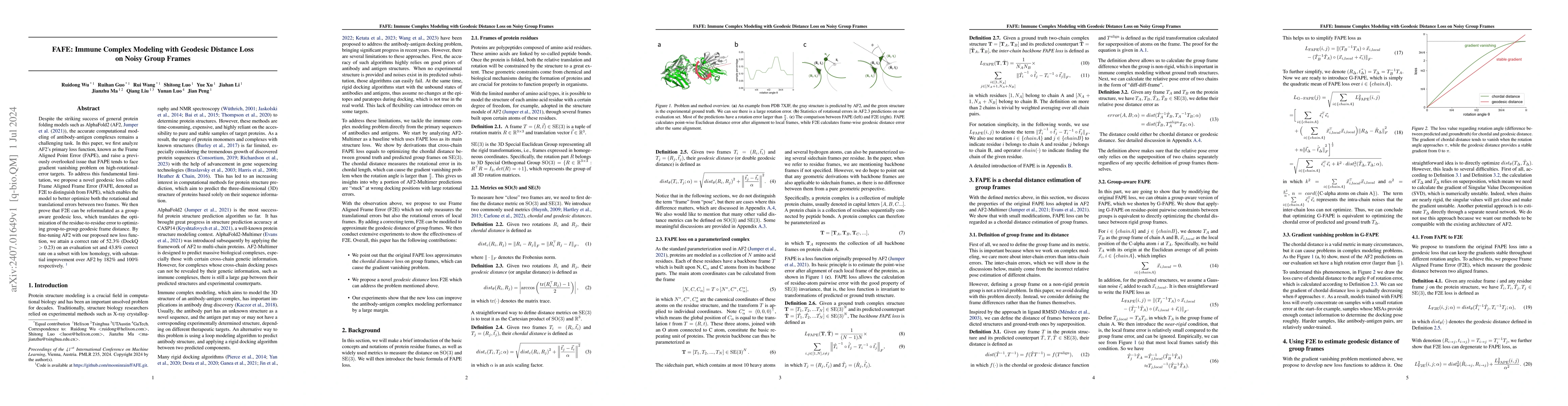 Thumbnail for FAFE: Immune Complex Modeling with Geodesic Distance Loss on Noisy Group
  Frames