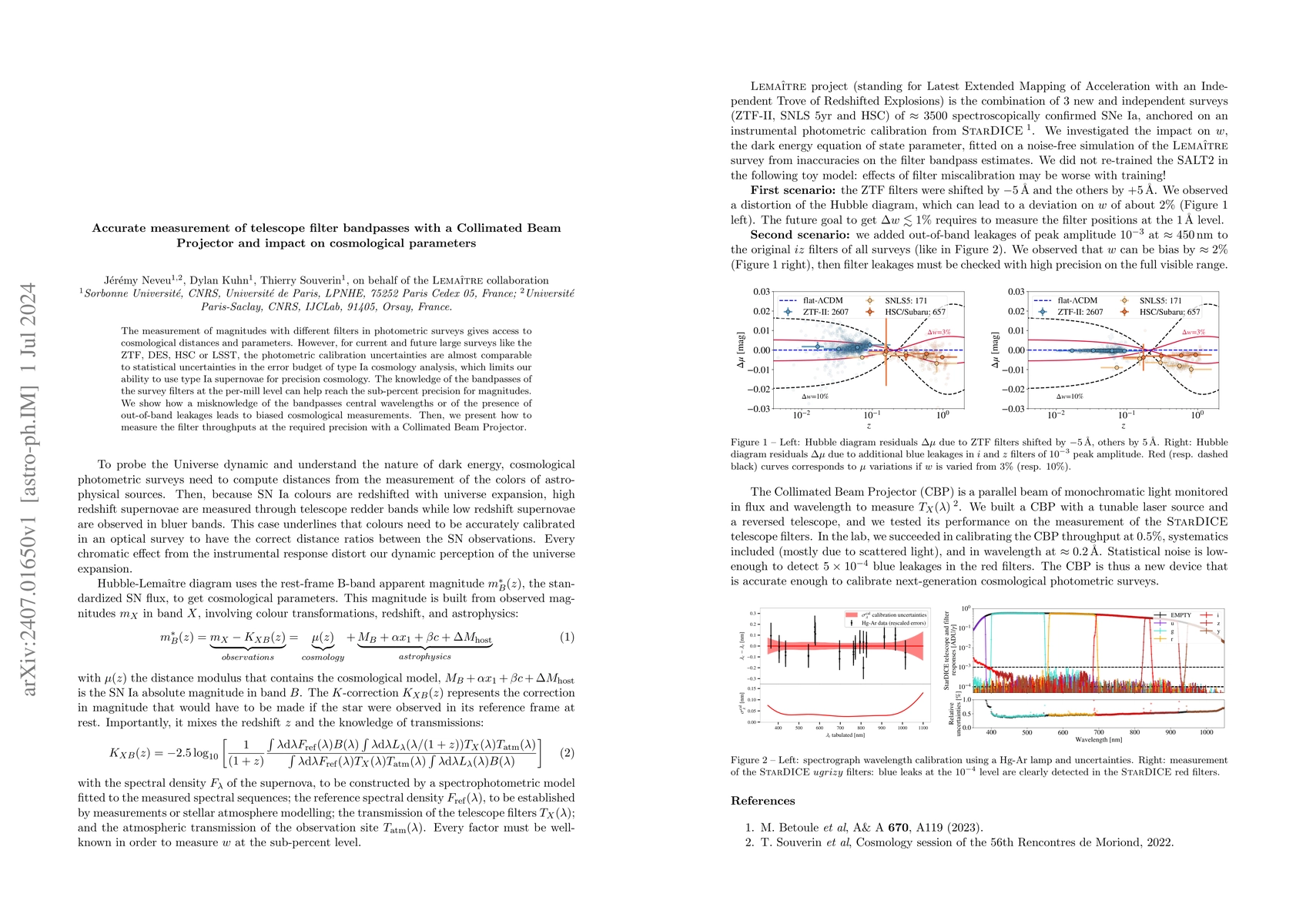 Thumbnail for Accurate measurement of telescope filter bandpasses with a Collimated
  Beam Projector and impact on cosmological parameters