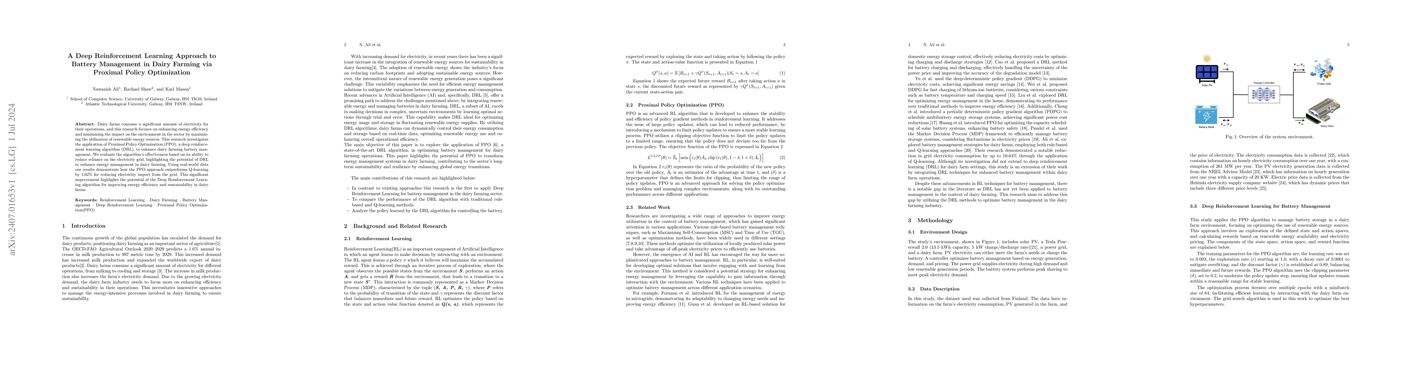 Thumbnail for A Deep Reinforcement Learning Approach to Battery Management in Dairy
  Farming via Proximal Policy Optimization