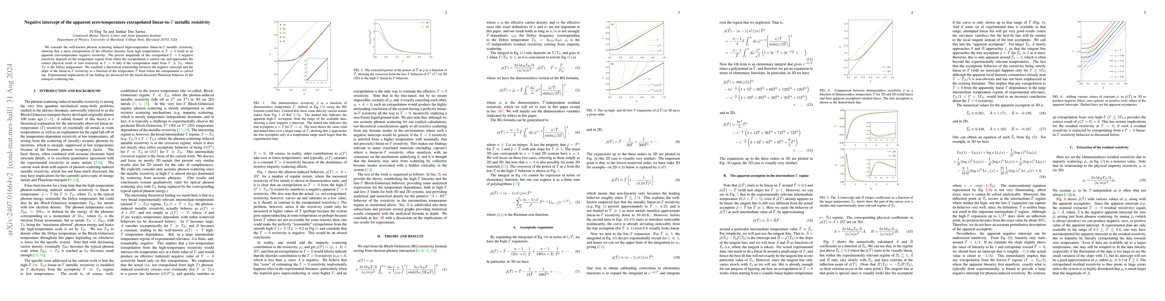 Thumbnail for Negative intercept of the apparent zero-temperature extrapolated
  linear-in-$T$ metallic resistivity