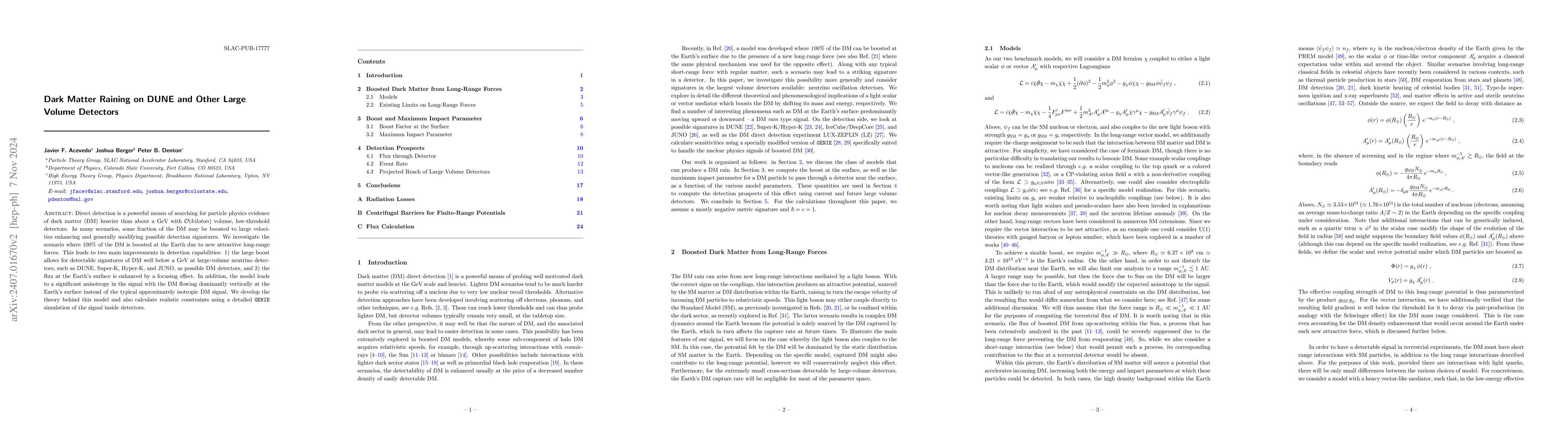 Thumbnail for Dark Matter Raining on DUNE and Other Large Volume Detectors