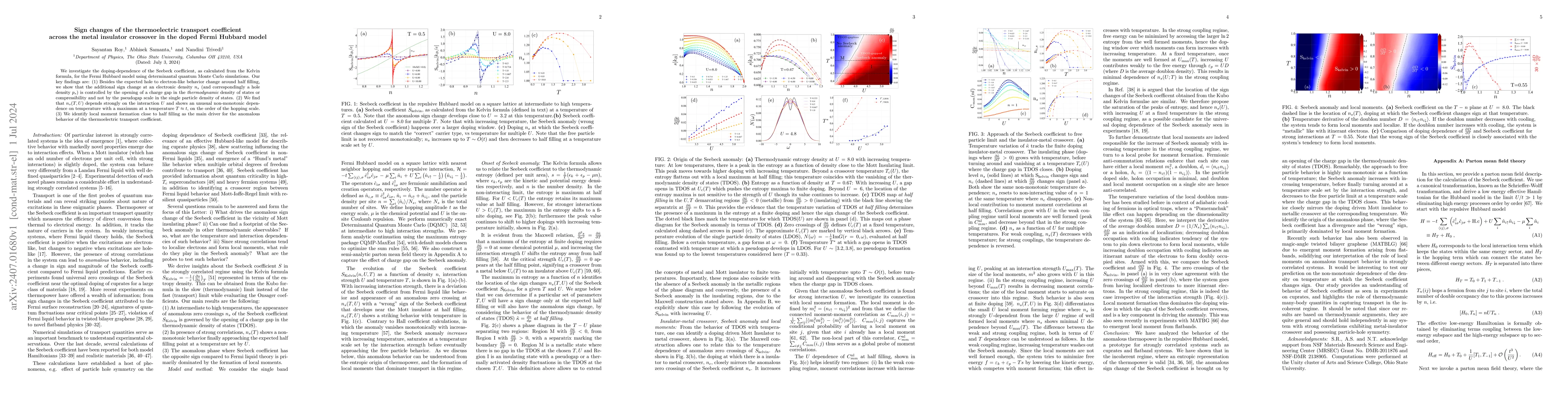 Thumbnail for Sign changes of the thermoelectric transport coefficient across the
  metal-insulator crossover in the doped Fermi Hubbard model