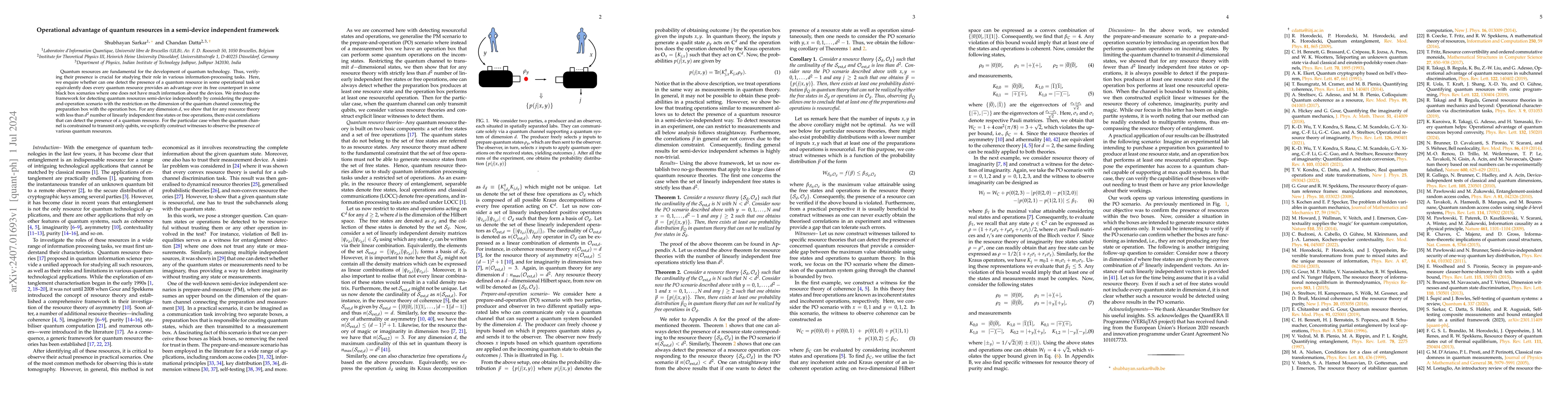 Thumbnail for Operational advantage of quantum resources in a semi-device independent
  framework