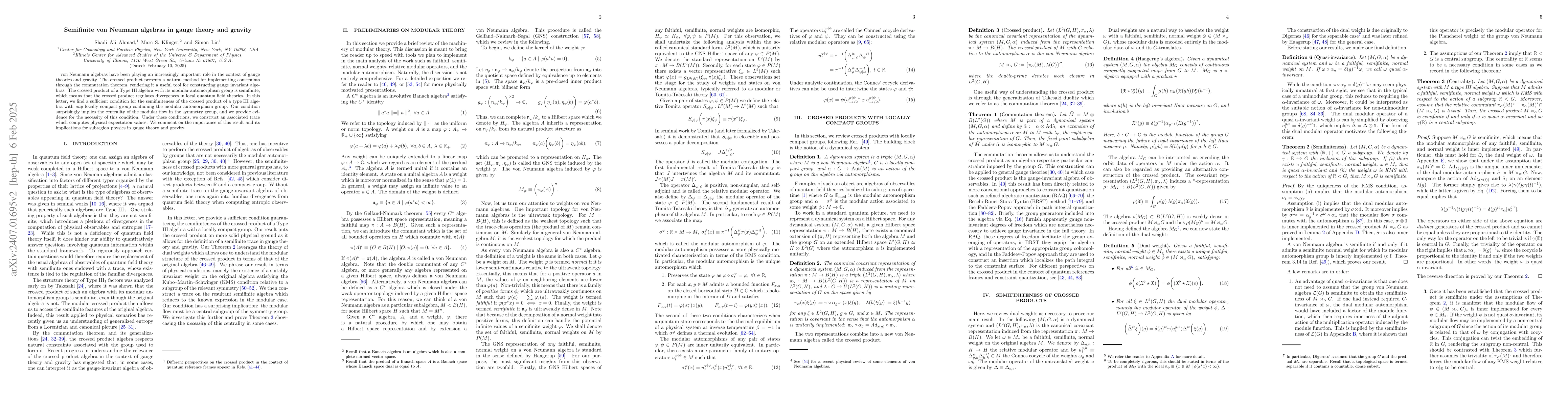 Thumbnail for Semifinite von Neumann algebras in gauge theory and gravity