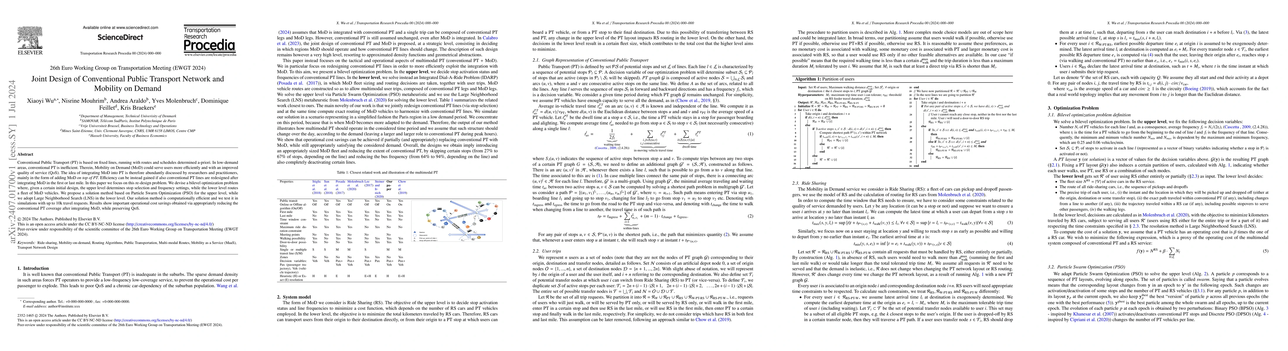 Thumbnail for Joint Design of Conventional Public Transport Network and Mobility on
  Demand