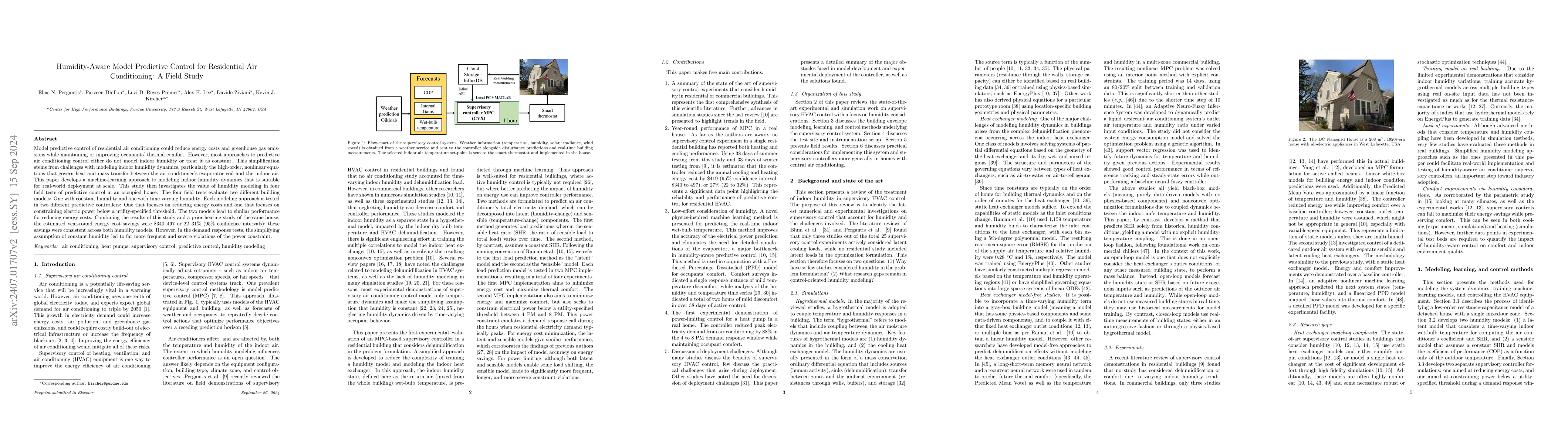 Thumbnail for Humidity-Aware Model Predictive Control for Residential Air
  Conditioning: A Field Study