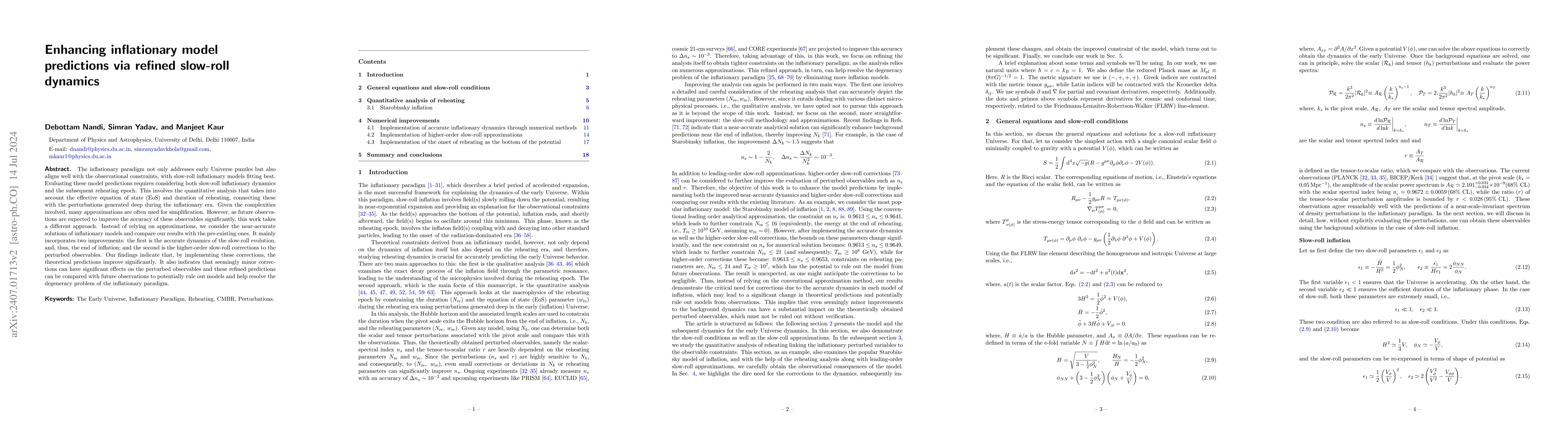 Thumbnail for Enhancing inflationary model predictions via refined slow-roll dynamics