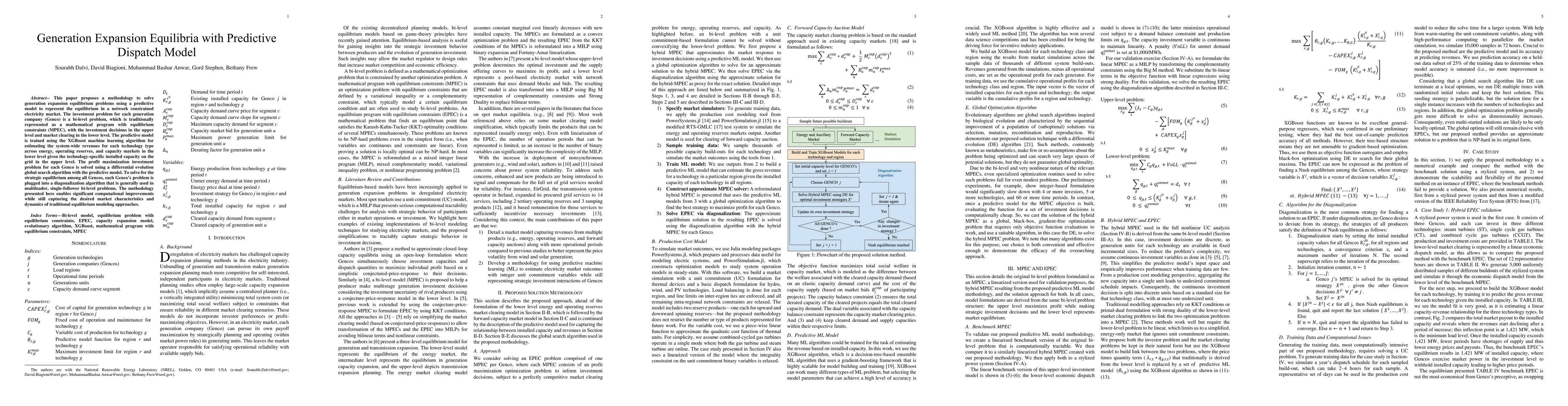 Thumbnail for Generation Expansion Equilibria with Predictive Dispatch Model