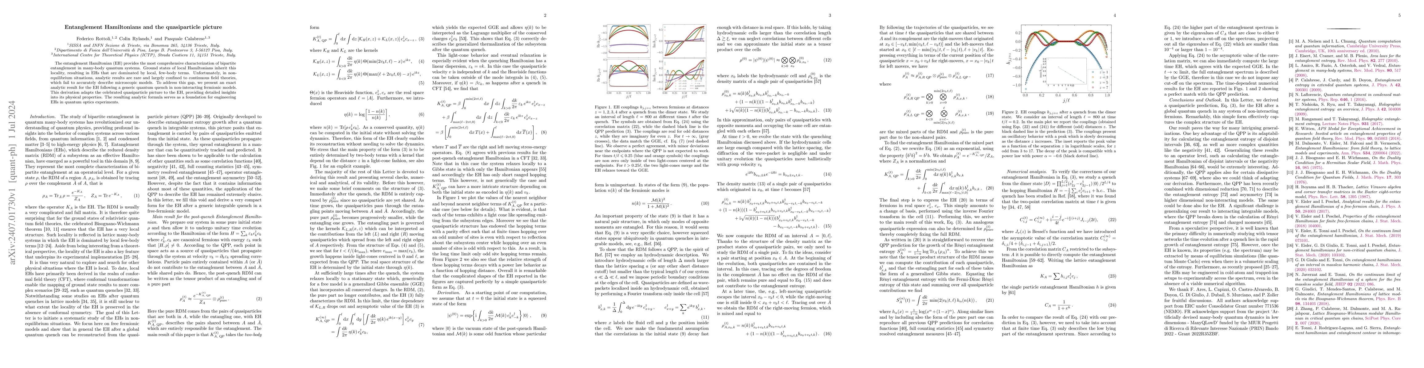 Thumbnail for Entanglement Hamiltonians and the quasiparticle picture