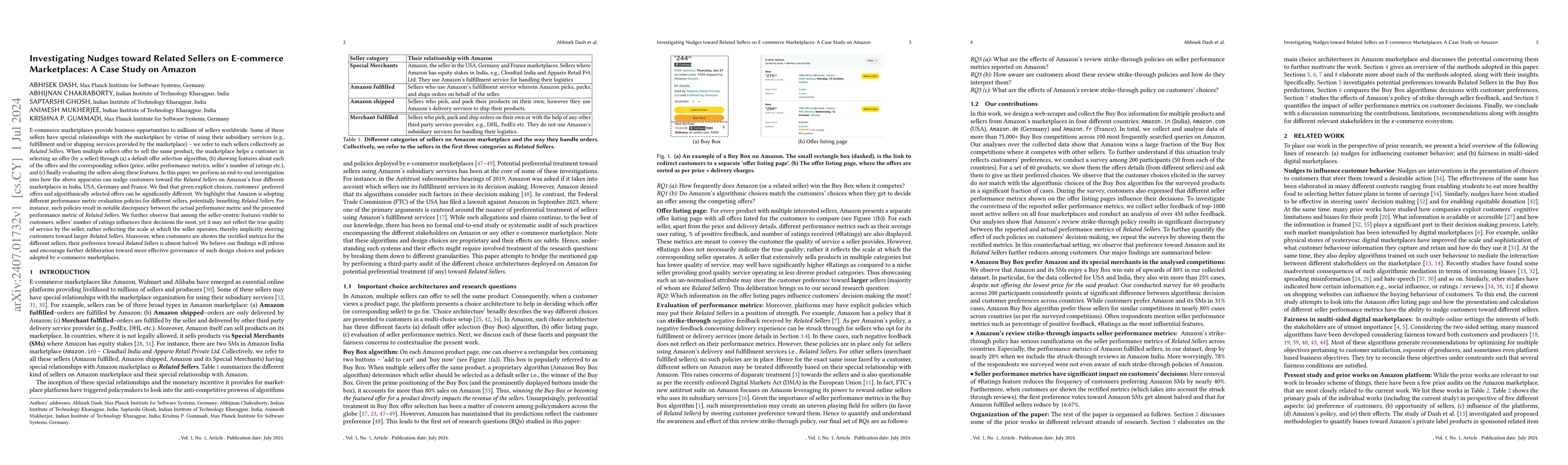 Thumbnail for Investigating Nudges toward Related Sellers on E-commerce Marketplaces:
  A Case Study on Amazon