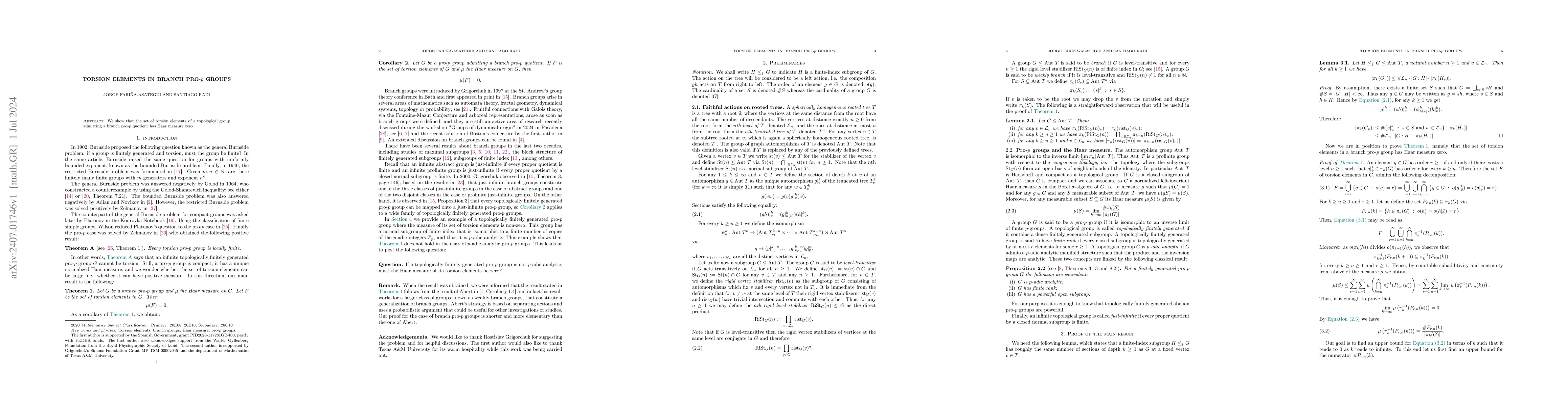 Thumbnail for Torsion elements in branch pro-$p$ groups