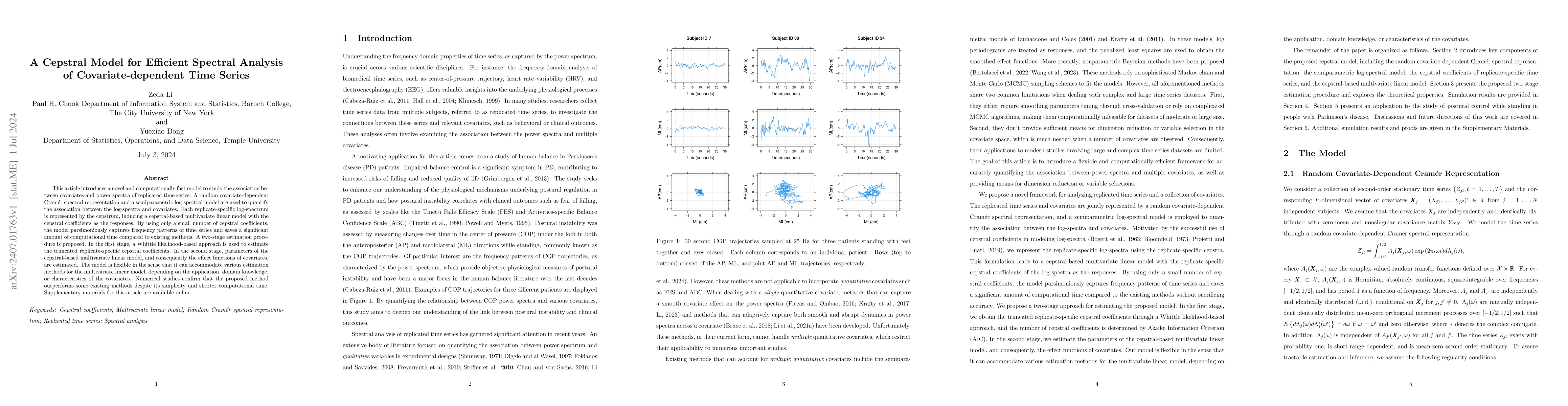 Thumbnail for A Cepstral Model for Efficient Spectral Analysis of Covariate-dependent
  Time Series