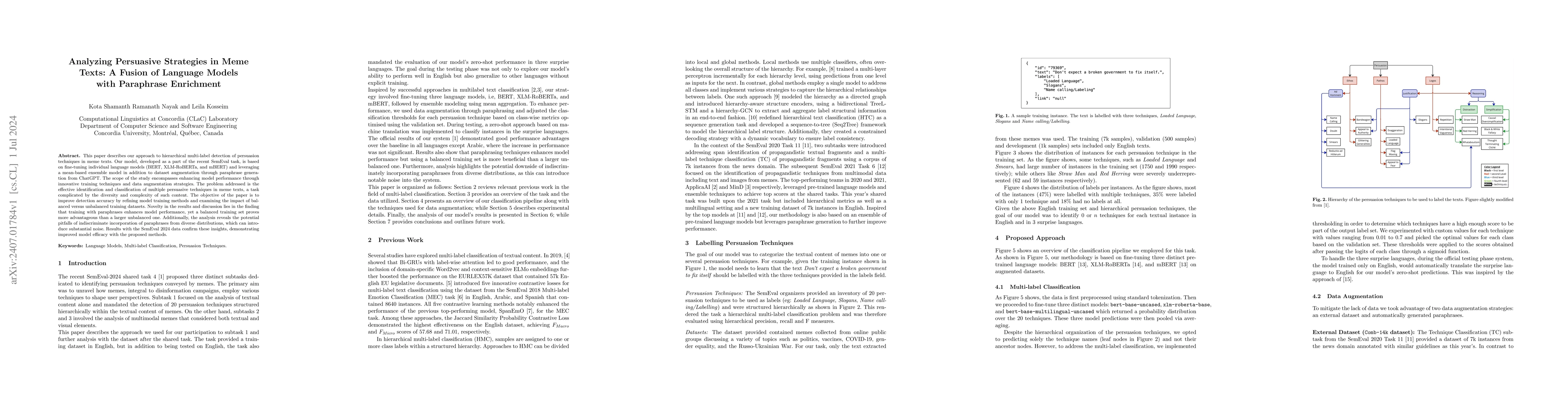 Thumbnail for Analyzing Persuasive Strategies in Meme Texts: A Fusion of Language
  Models with Paraphrase Enrichment