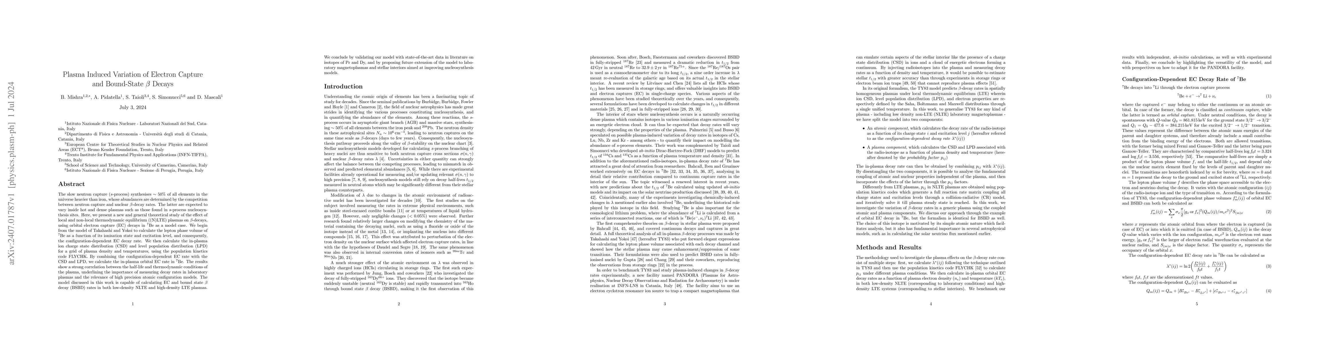 Thumbnail for Plasma Induced Variation of Electron Capture and Bound-State $\beta$
  Decays