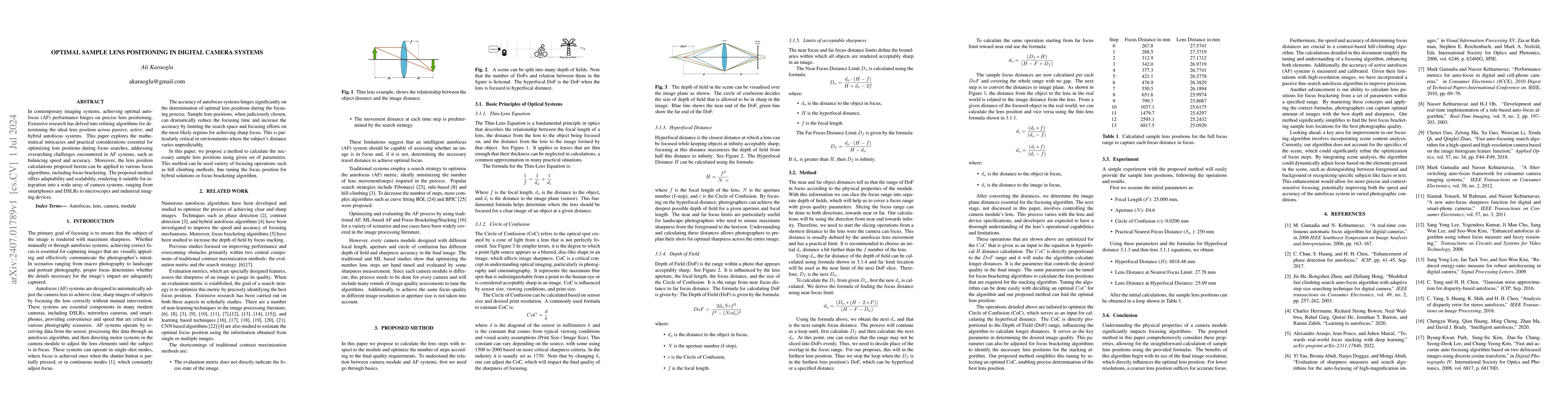 Thumbnail for Optimal Sample Lens Positioning in Digital Camera Systems