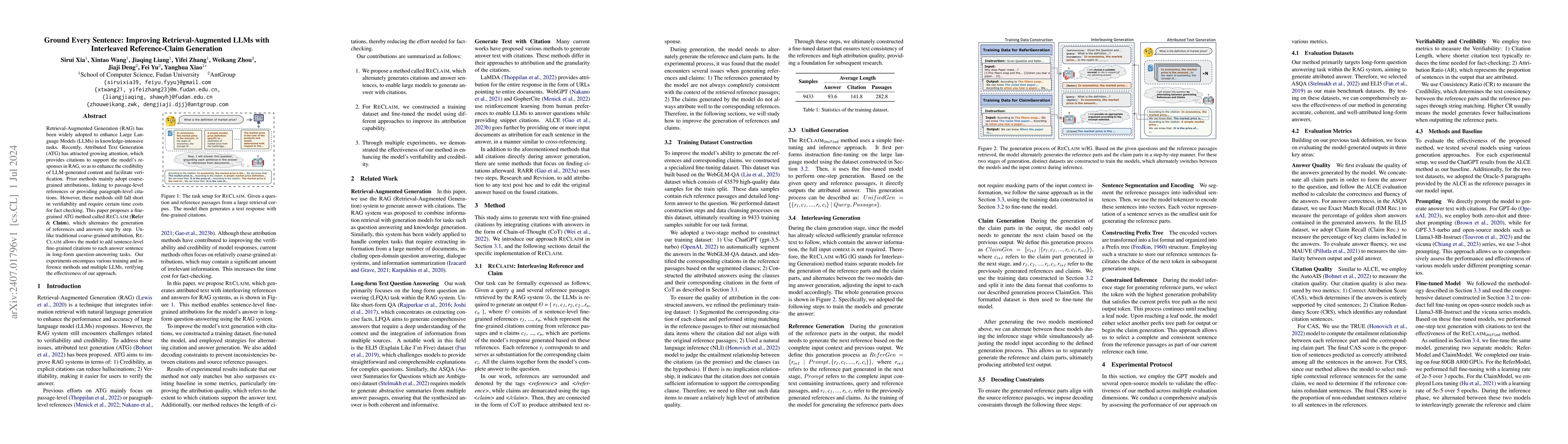 Thumbnail for Ground Every Sentence: Improving Retrieval-Augmented LLMs with
  Interleaved Reference-Claim Generation