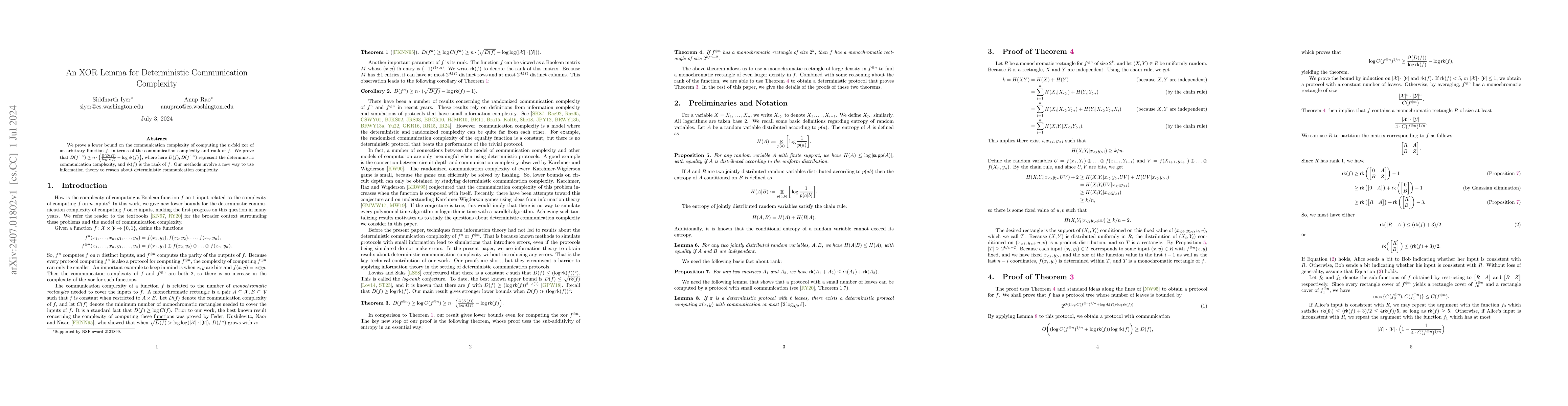 Thumbnail for An XOR Lemma for Deterministic Communication Complexity