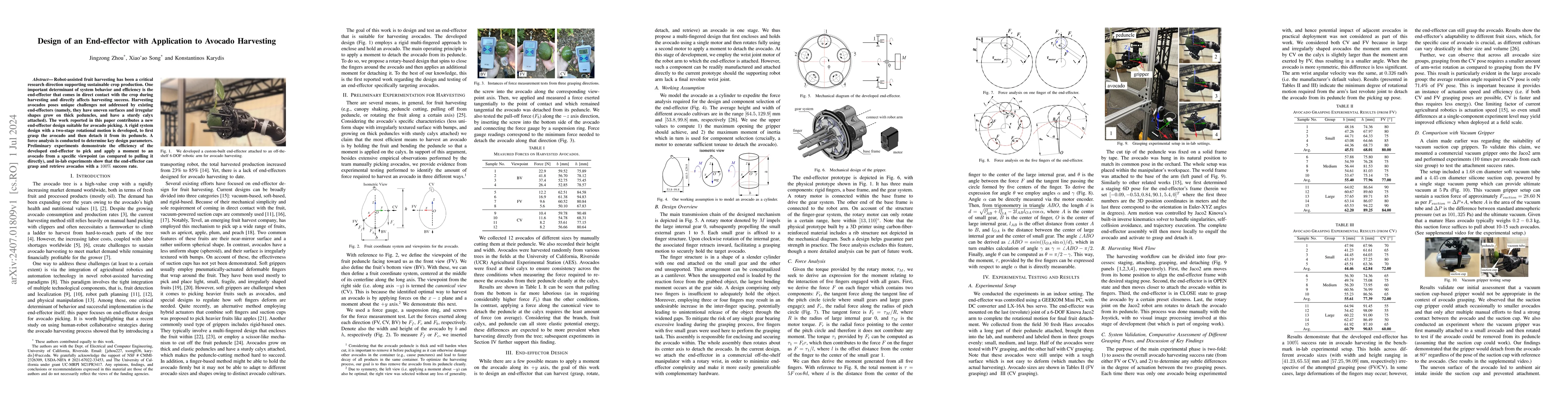 Thumbnail for Design of an End-effector with Application to Avocado Harvesting