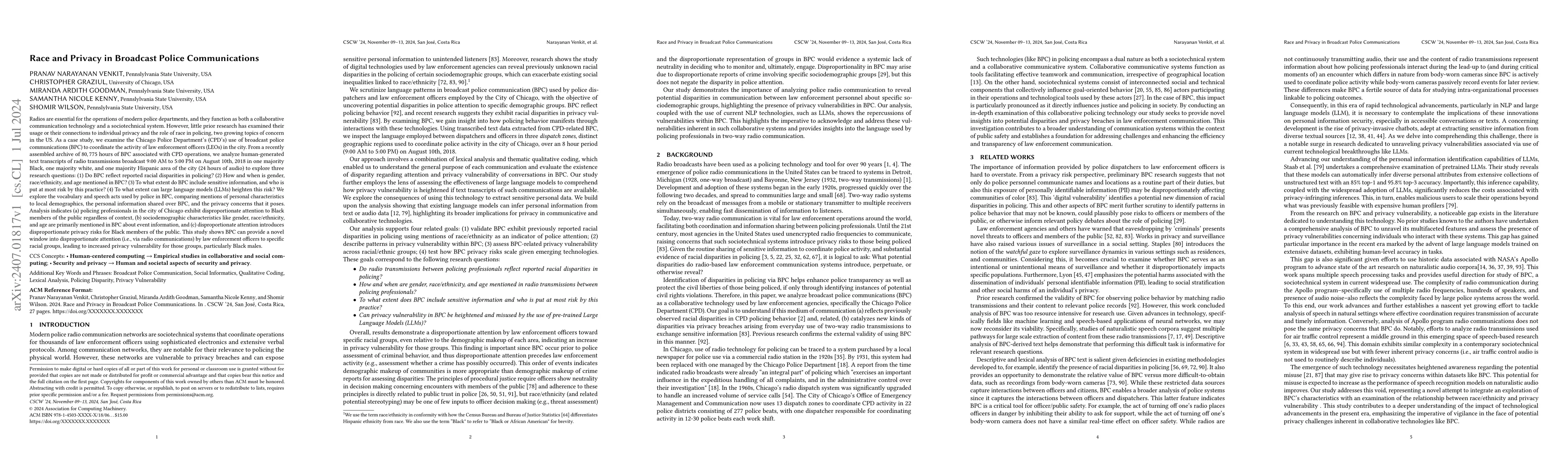 Thumbnail for Race and Privacy in Broadcast Police Communications