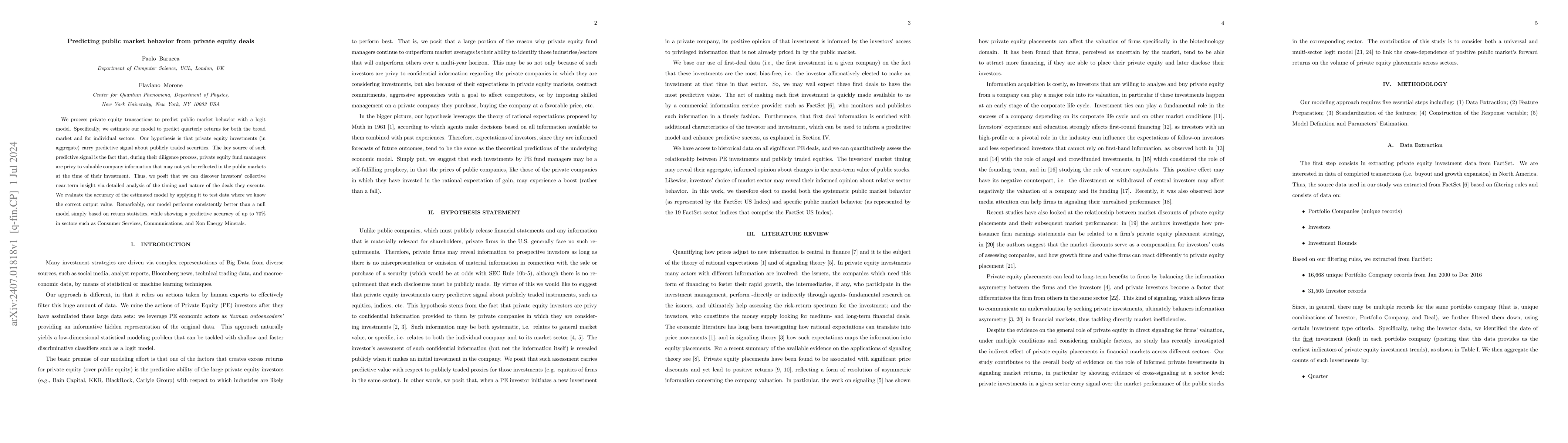 Thumbnail for Predicting public market behavior from private equity deals
