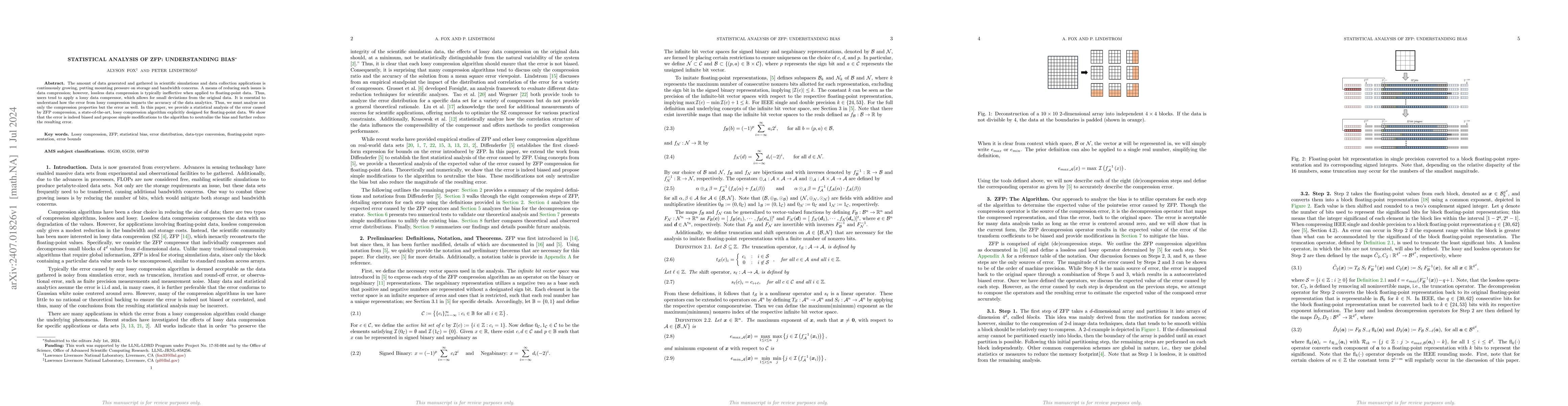 Thumbnail for Statistical Analysis of ZFP: Understanding Bias