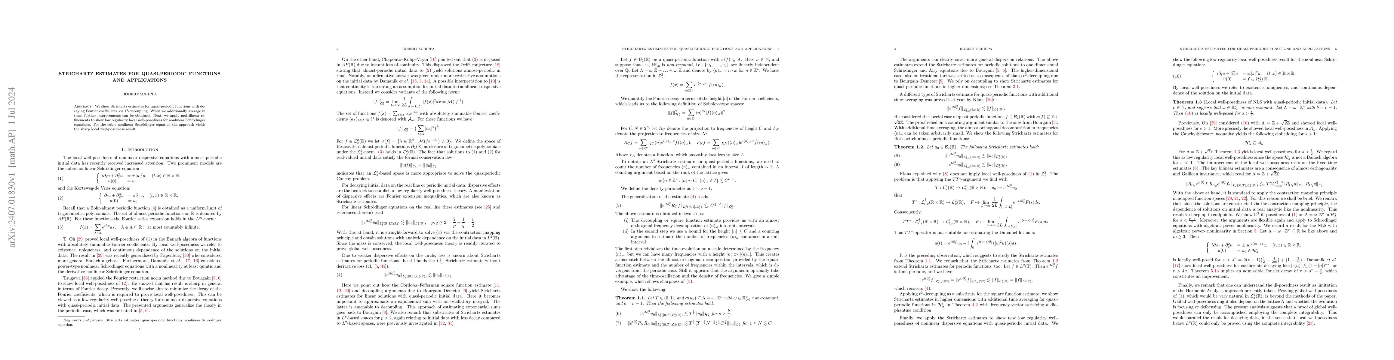Thumbnail for Strichartz estimates for quasi-periodic functions and applications