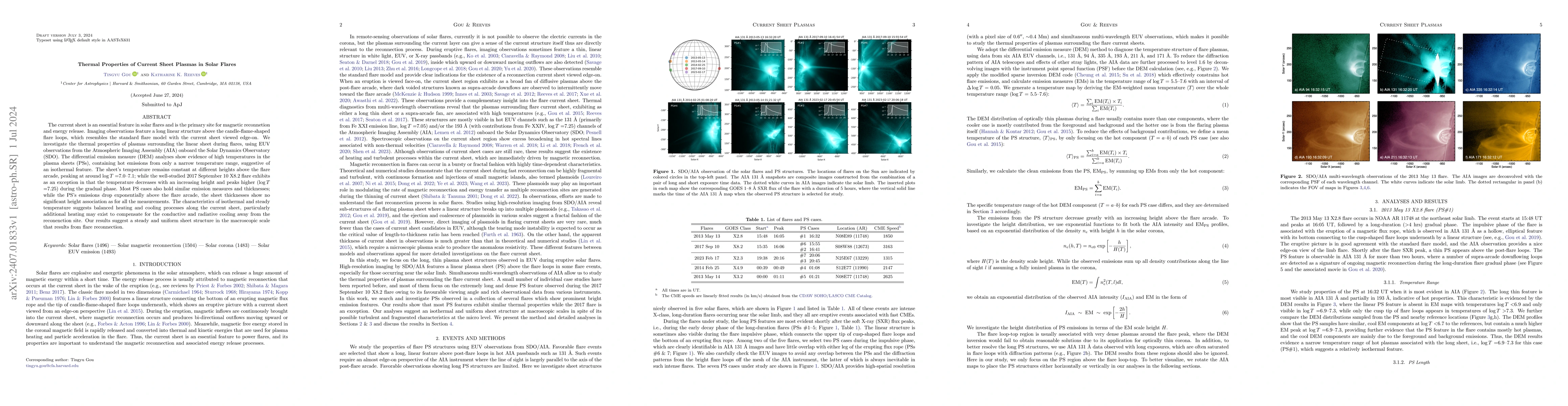Thumbnail for Thermal Properties of Current Sheet Plasmas in Solar Flares