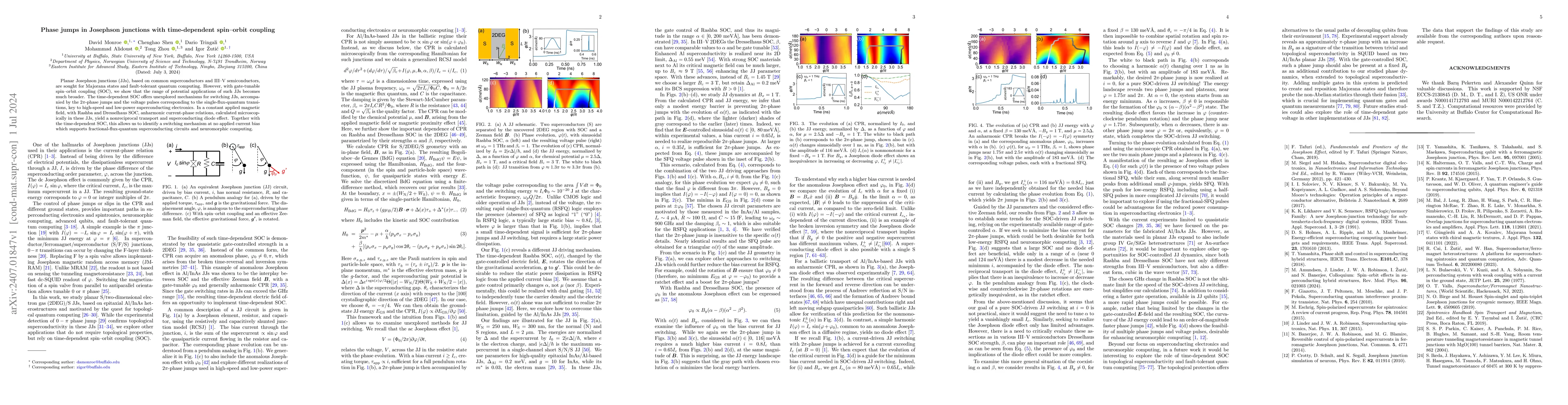 Thumbnail for Phase jumps in Josephson junctions with time-dependent spin-orbit
  coupling