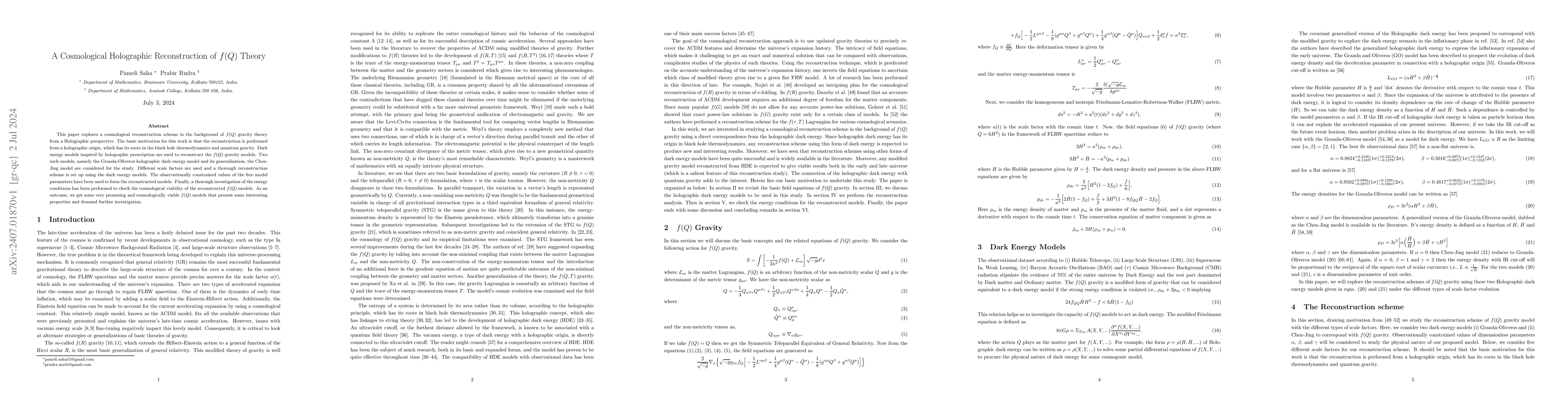 Thumbnail for A Cosmological Holographic Reconstruction of f(Q) Theory