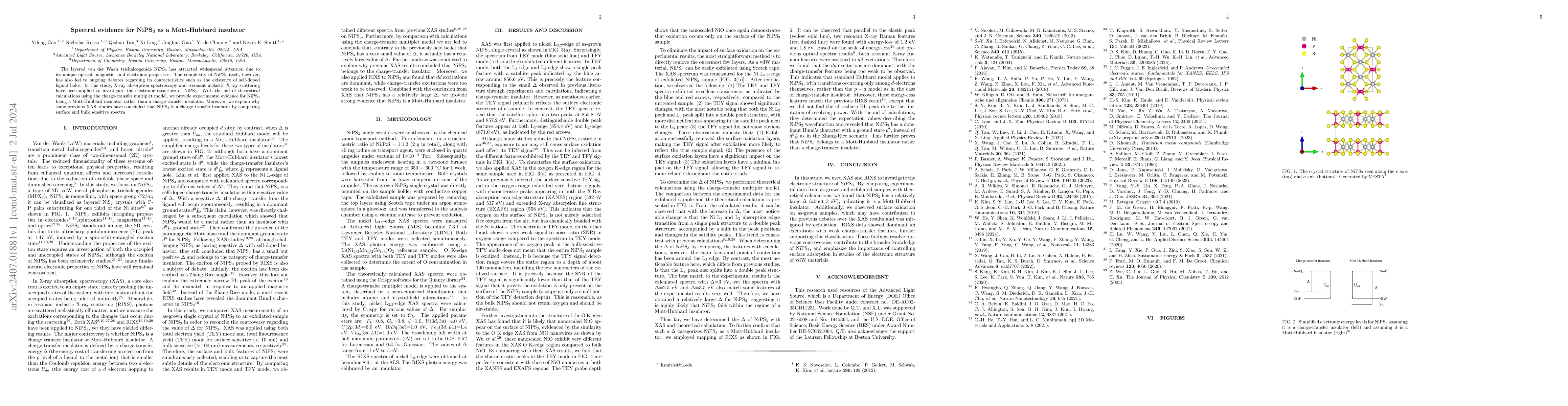 Thumbnail for Spectral evidence for NiPS3 as a Mott-Hubbard insulator