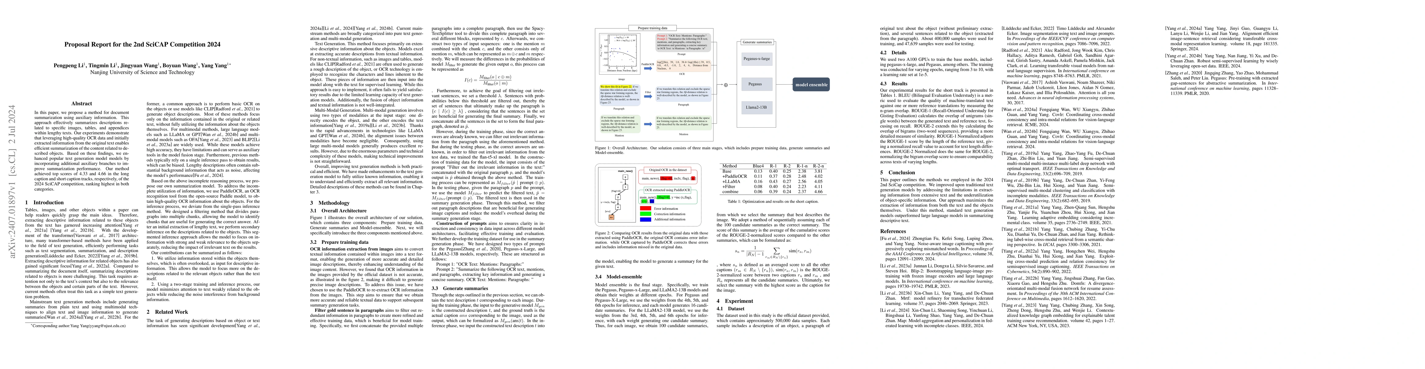 Thumbnail for Proposal Report for the 2nd SciCAP Competition 2024