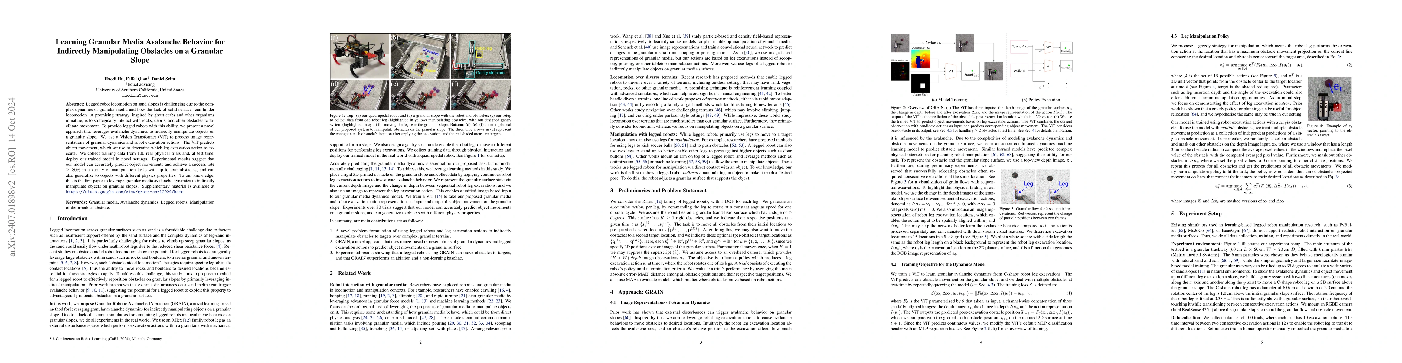 Thumbnail for Learning Granular Media Avalanche Behavior for Indirectly Manipulating
  Obstacles on a Granular Slope