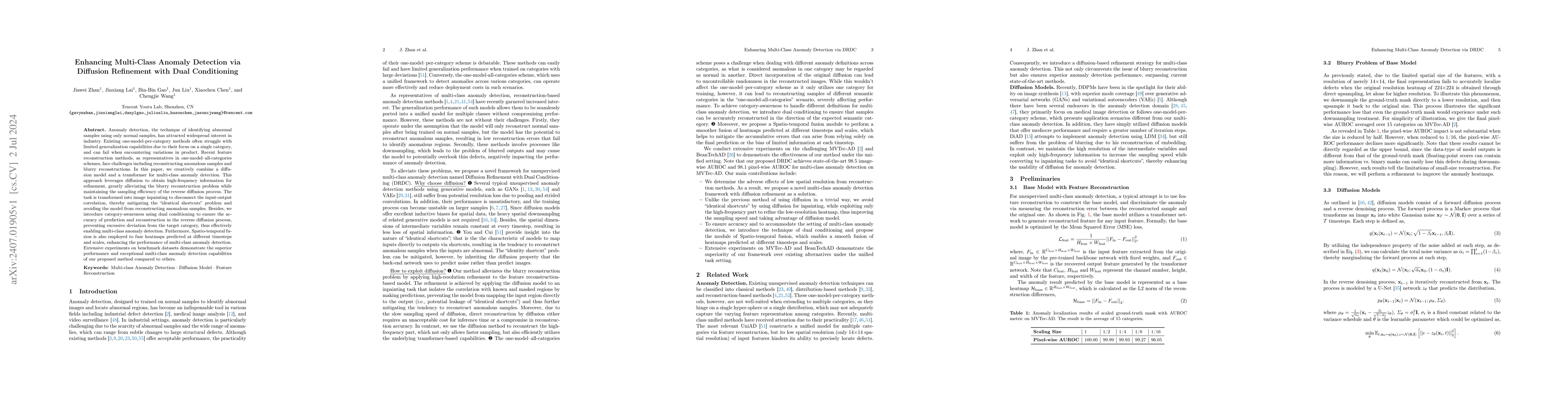 Thumbnail for Enhancing Multi-Class Anomaly Detection via Diffusion Refinement with
  Dual Conditioning