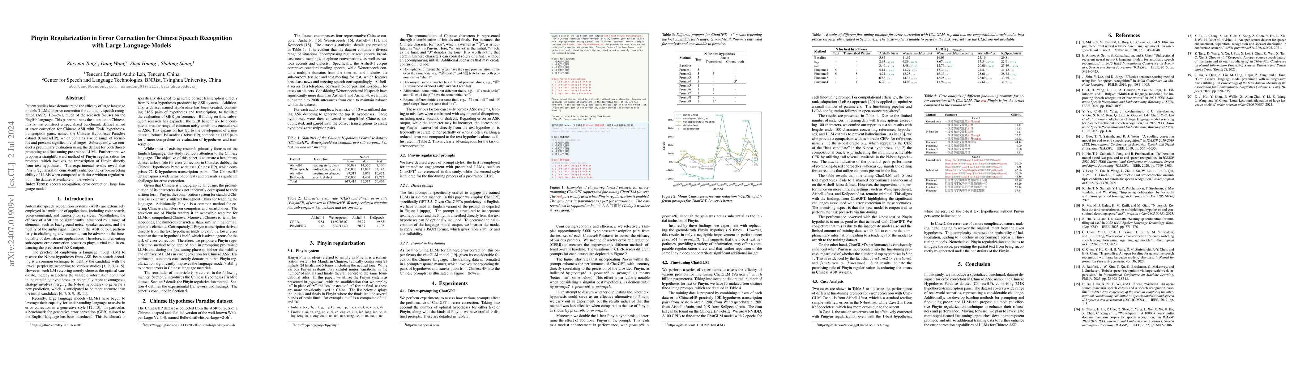Thumbnail for Pinyin Regularization in Error Correction for Chinese Speech Recognition
  with Large Language Models