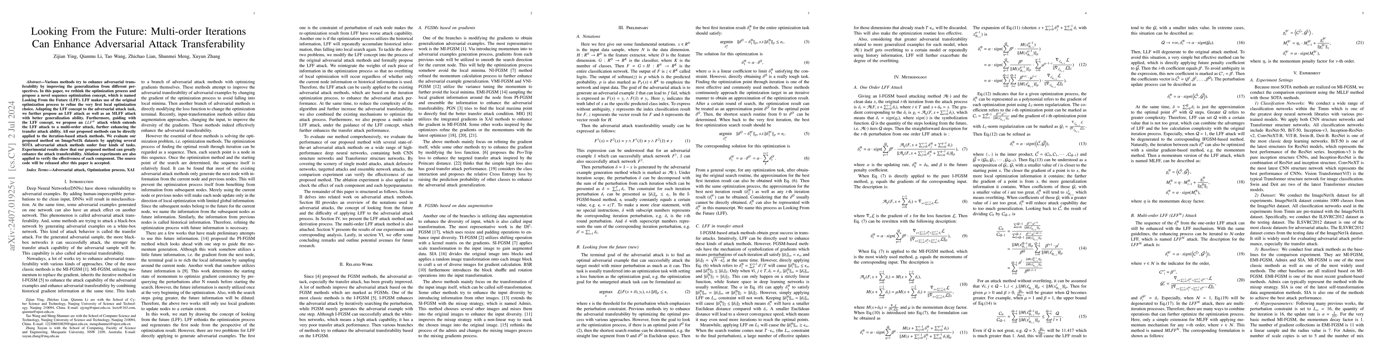 Thumbnail for Looking From the Future: Multi-order Iterations Can Enhance Adversarial
  Attack Transferability