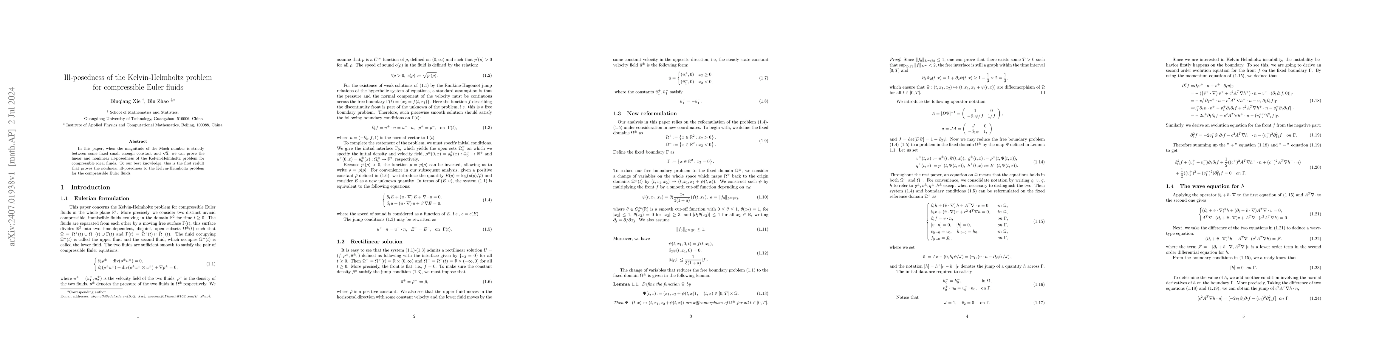 Thumbnail for Ill-posedness of the Kelvin-Helmholtz problem for compressible Euler
  fluids