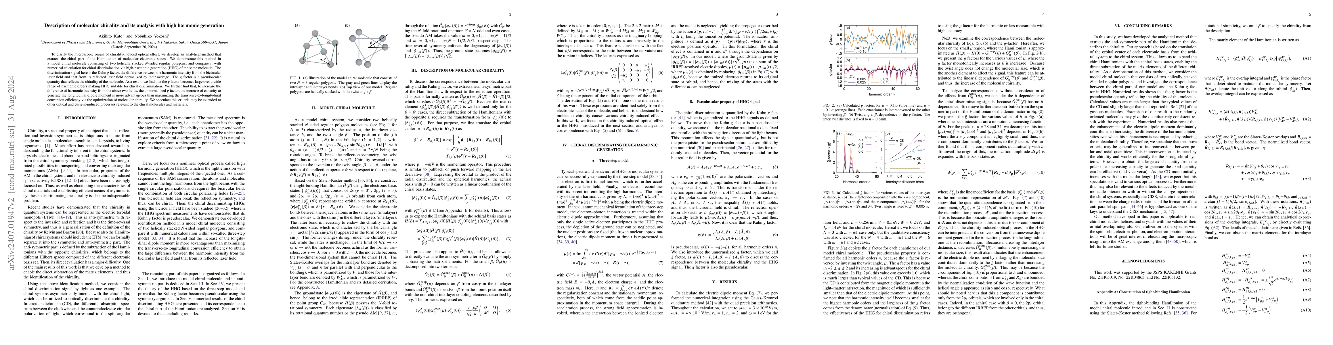 Thumbnail for Description of Molecular Chirality and its Analysis via High Harmonic
  Generation
